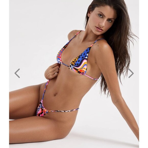 NWT OneOne Swimwear SET Bikini Gigi Anaheim New Pink Cheeky 90s Retro Sexy Rare - Picture 3 of 15